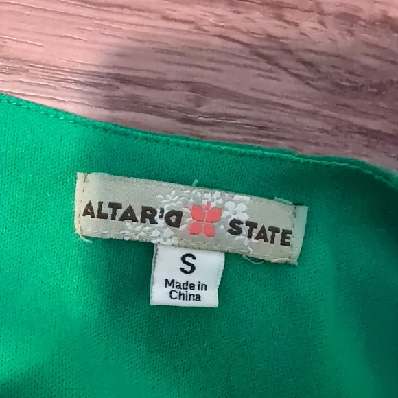 Altar'd State Green and Navy Striped Womens Dress - Picture 2 of 3